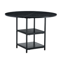 COUCHTISCH Rund mit Ablageebenen für 2 bis 4 Personen Schwarz MDF Metall 107 cm - Schwarz, Holzwerkstoff/Metall (107/107/75cm) - EVRYAE