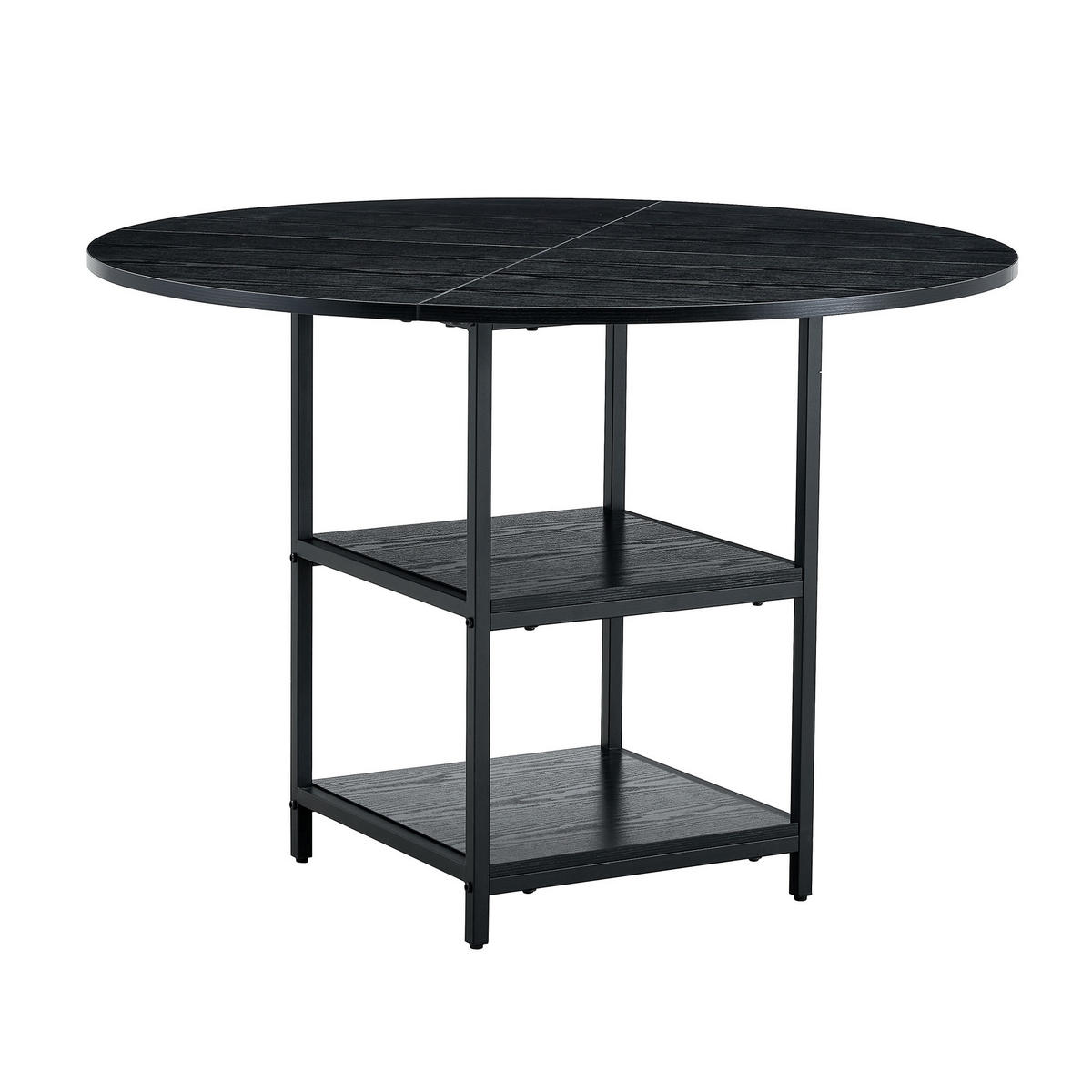 ESSTISCH 107/107/75 cm schwarz aus MDF und Metall mit 2 offenen Ablagen - Schwarz, Holzwerkstoff (107/107/75cm) - OKWISH