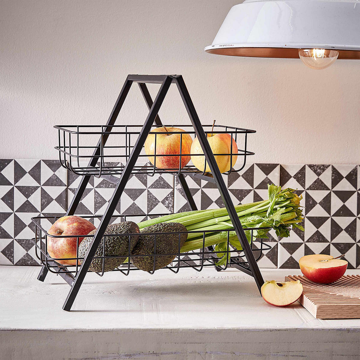 ETAGERE (2er Set) Grid - Schwarz, Metall (20/33cm) - Butlers