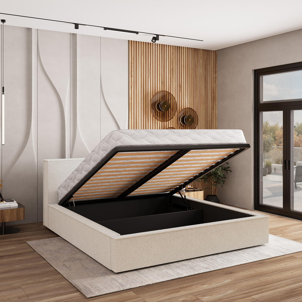 POLSTERBETT CELORA 140x200 cm mit Bettkästen - Creme - Creme, Holz (140/200cm) - MASSENO