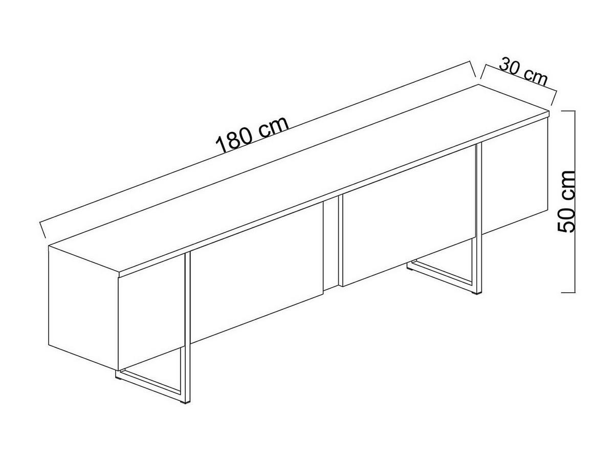 TV-MÖBEL mit 2 Türen - Dunkel-Natur & Gold - ZIRELDA - Naturfarben, Holz (180/50/30cm) - Vente-Unique