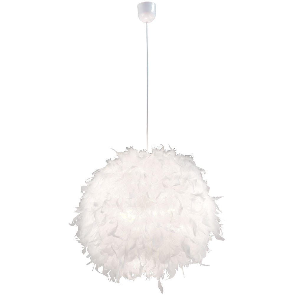 LED HÄNGELEUCHTE Feder-Kugel Weiß - Weiß, Metall (45/45/120cm)