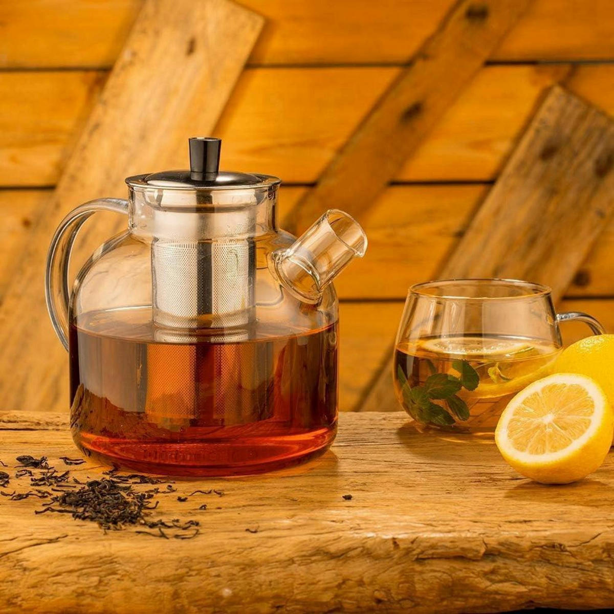 TEEKANNE Glas 1500ml mit Infuser - Transparent, Glas (21/21cm)