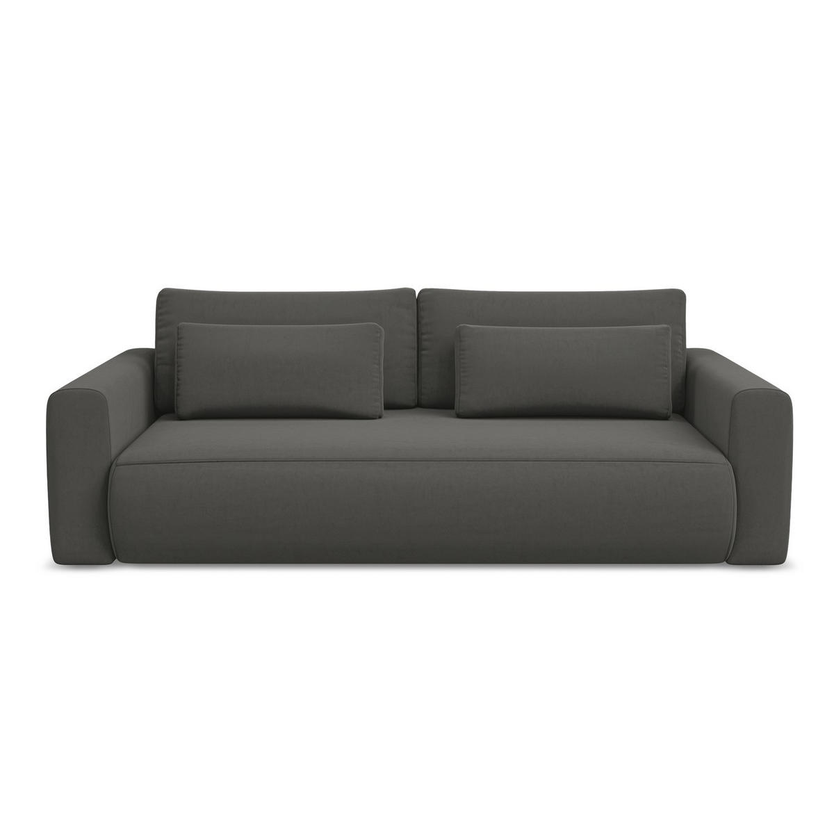 3-SITZER SOFA mit Schlaffunktion Samt Stoff Grau - Dunkelgrau/Schwarz, Kunststoff/Textil (238/82/105cm) - LaMiaSofa