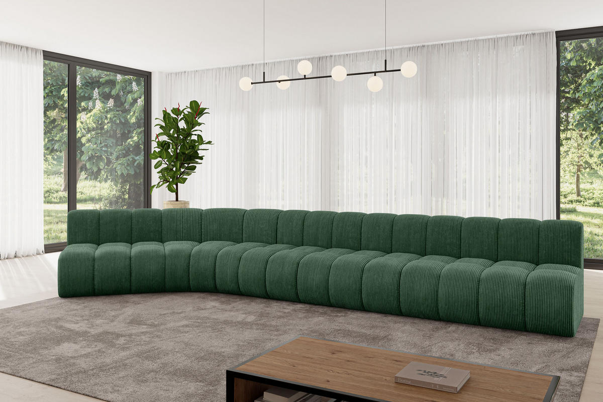 ECKSOFA modulares Sofa Montra-L3 - 472x174x70 cm Grün - Grün, Holzwerkstoff/Textil (472/174cm) - ALTDECOR