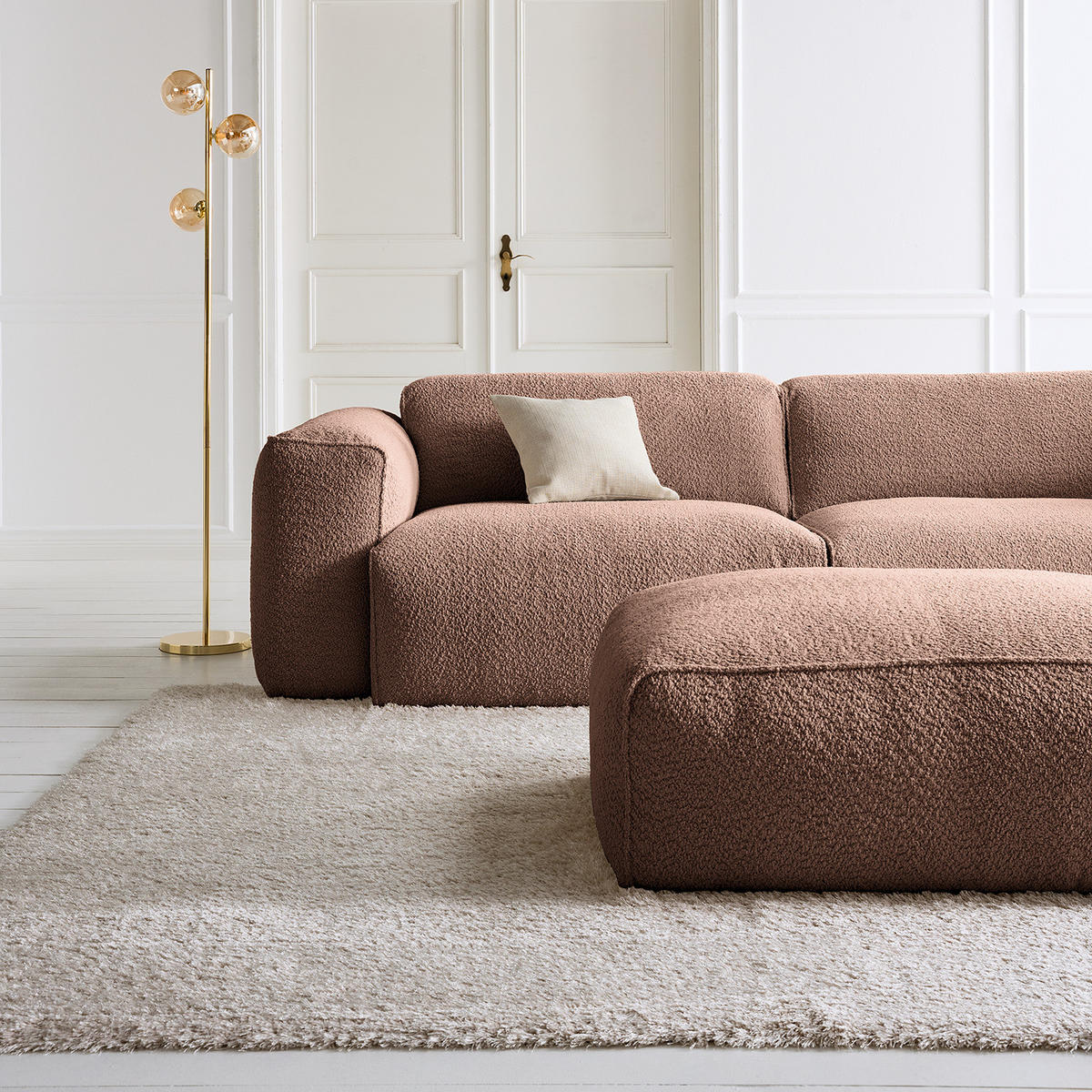 POLSTERHOCKER - Mauve/Schwarz, Kunststoff/Textil (81/38/100cm) - home24