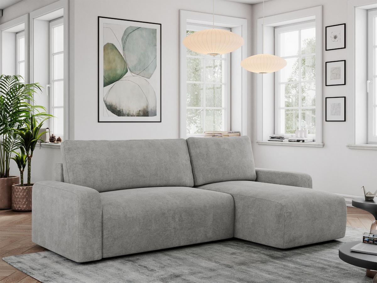 ECKSOFA ARGOS Hellgrau Struktur - Hellgrau/Schwarz, Kunststoff/Textil (245/150cm) - MKS