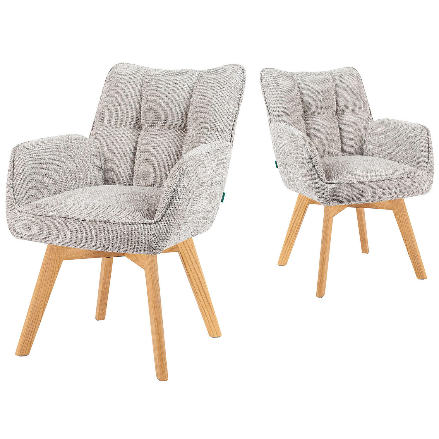 DREHSTUHL Mika-Ella - Honigeiche/Hellgrau, Eichenholz/Holz (59/84/66cm) - DUBI Möbel