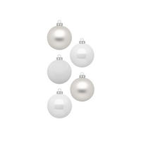WEIHNACHTSORNAMENTE 30er-Set runde Ornamente weiß Mix 6 cm - Weiß, Glas (6/6/6cm) - LAALU
