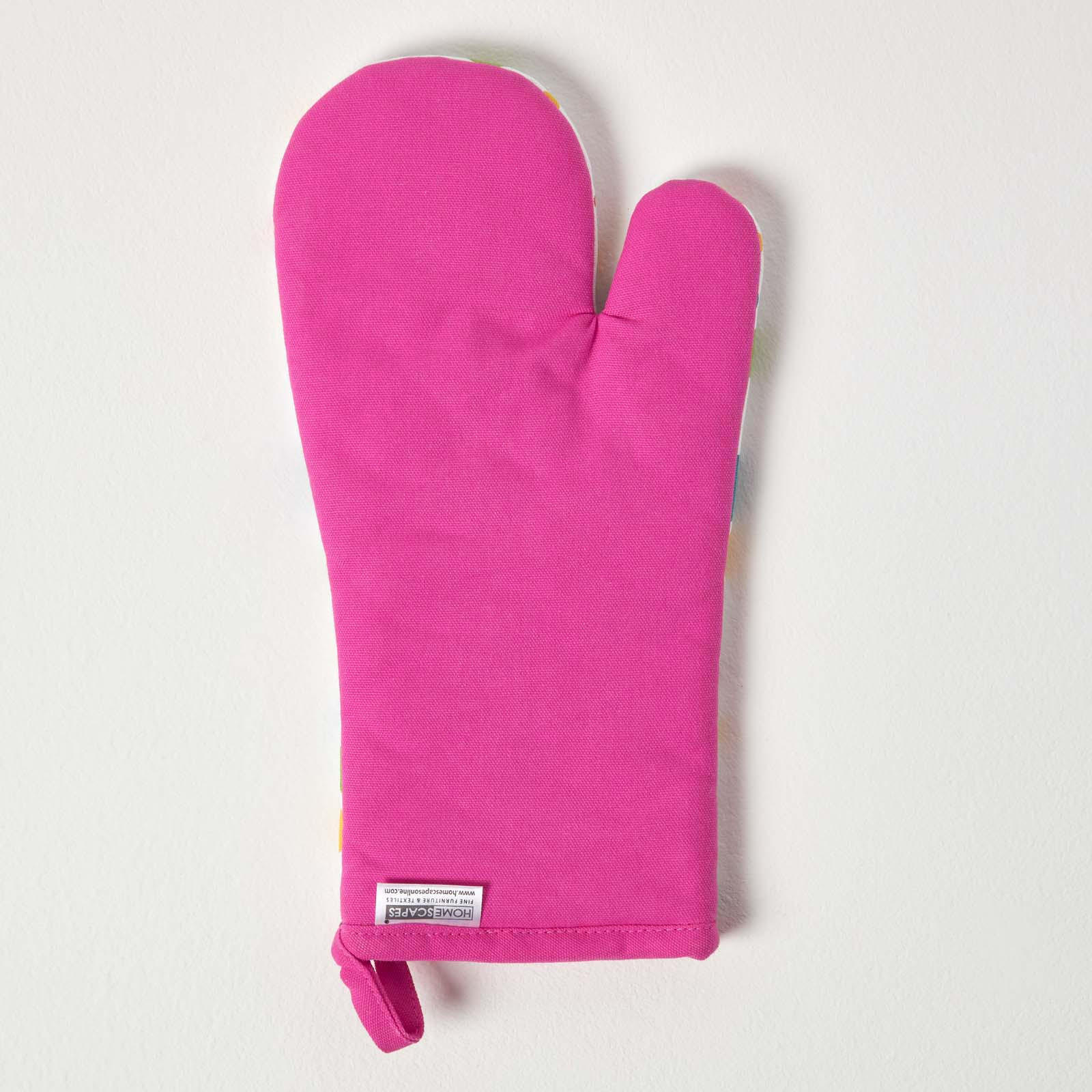 OFENHANDSCHUH Bunte Punkte 18/32 cm, Baumwolle wattiert - Pink, Textil (18/32cm) - Homescapes