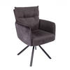 ARMLEHNSTUHL BIG GEORGE Samt, Strukturstoff Anthrazit - Anthrazit/Schwarz, Textil/Metall (58/90/68cm) - riess-ambiente