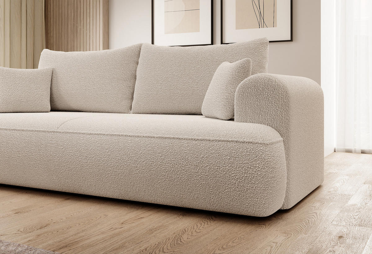 SCHLAFSOFA Ovo Beige Boucle - Beige, Textil (250/94/110cm) - Selsey