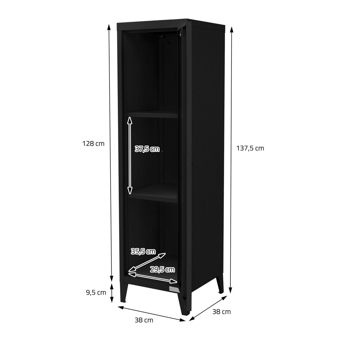 AKTENSCHRANK - Schwarz, Metall (38/137.5/38cm) - ML-DESIGN