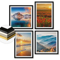WANDBILDER 4er-Set - 50x50 cm & 40x60 cm Schwarzer Rahmen - Landschaften aus Bergen und Meeren im Westen - Schwarz, Kunststoff (50/50cm) - ArtPrintCave