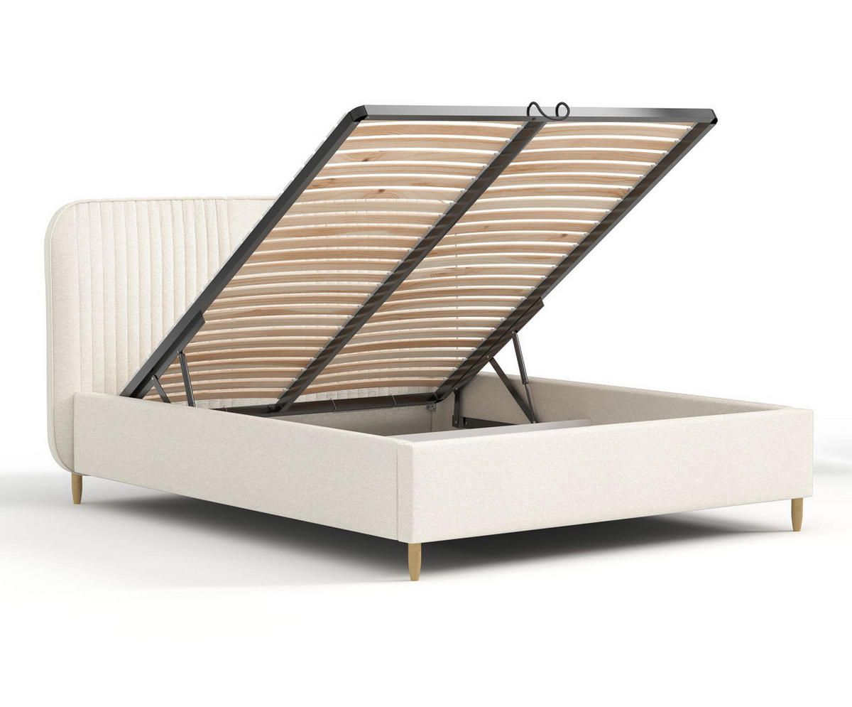 POLSTERBETT Livy Creme 120/200 cm im Webstoff - Creme/Naturfarben, Holz/Holzwerkstoff (120/200cm) - Maison de Reve