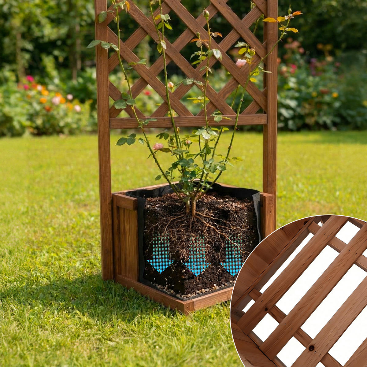 KVĚTINOVÝ box - hnědá, dřevo/textil (55/180/51cm) - Relaxdays