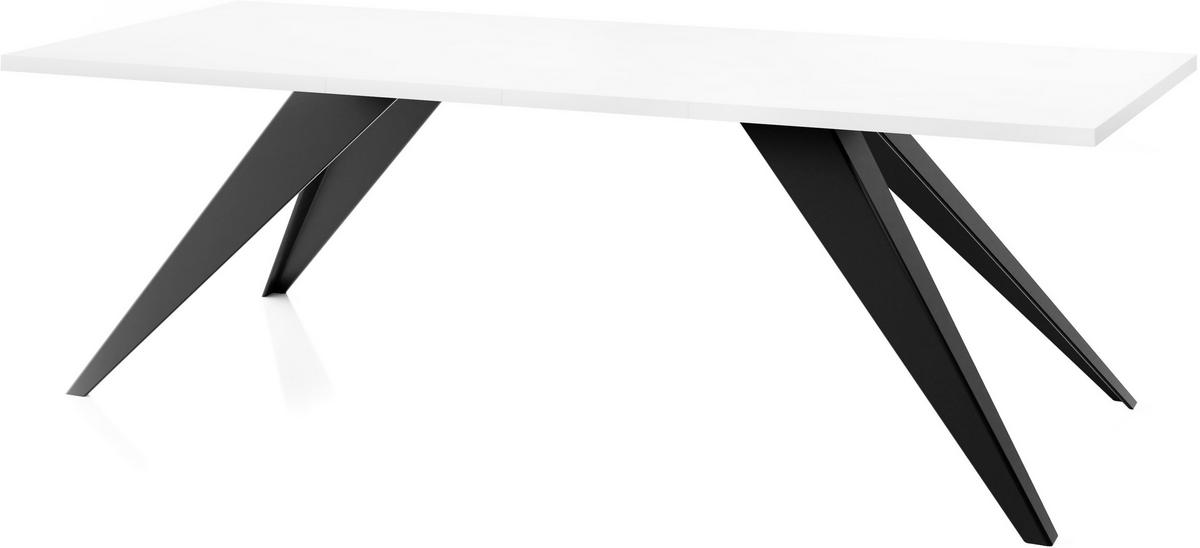 ESSTISCH Vance rechteckig ausziehbar, Weiß 160-260/90/76 cm - Schwarz/Weiß, Holzwerkstoff/Metall (160/90/76cm) - WFL GROUP
