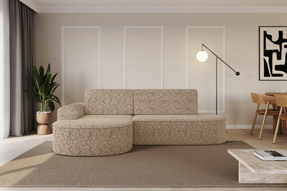 ECKSOFA mit Schlaffunktion und Bettkasten Ottomane Links MARI-L1-S - 283x167x73 cm Braun Tissu - Schwarz/Braun, Holzwerkstoff/Kunststoff (283/167cm) - ALTDECOR