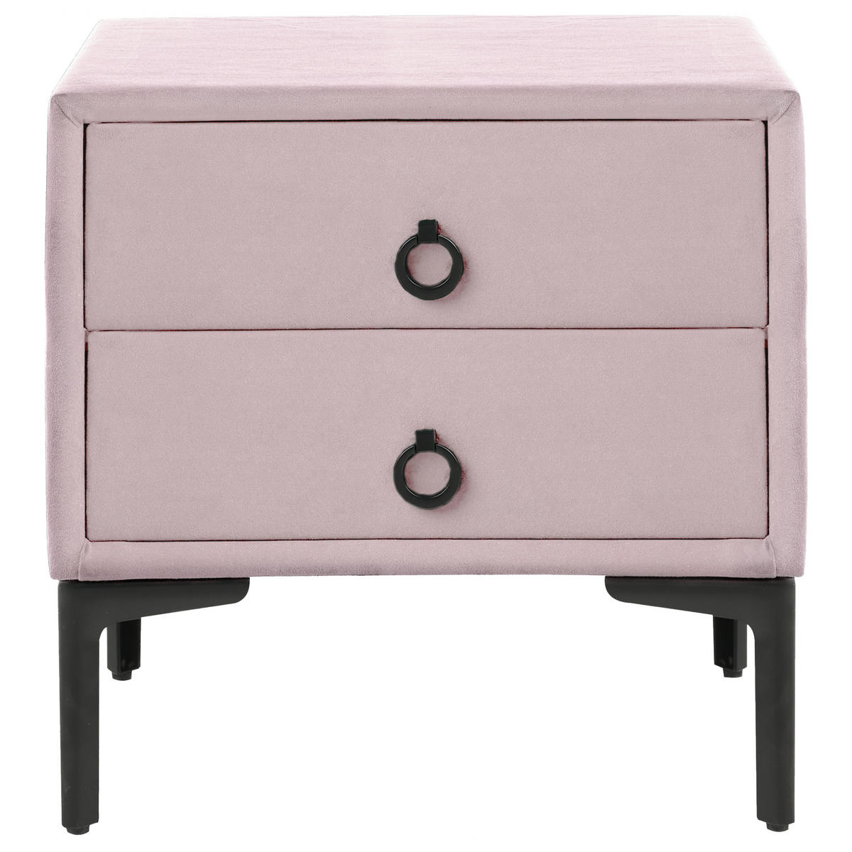 NACHTTISCH Samtstoff rosa 2 Schubladen Sezanne - Pink/Schwarz, Textil (44/45/38cm) - Beliani
