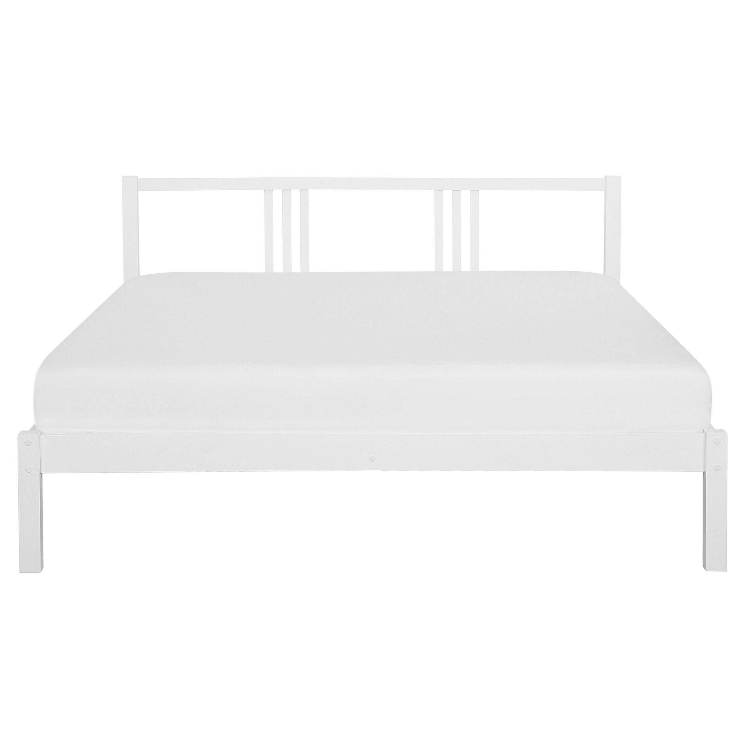 BETT mit Lattenrost 160x200 cm Weiß Vannes - Weiß, Holz (160/200cm) - Beliani
