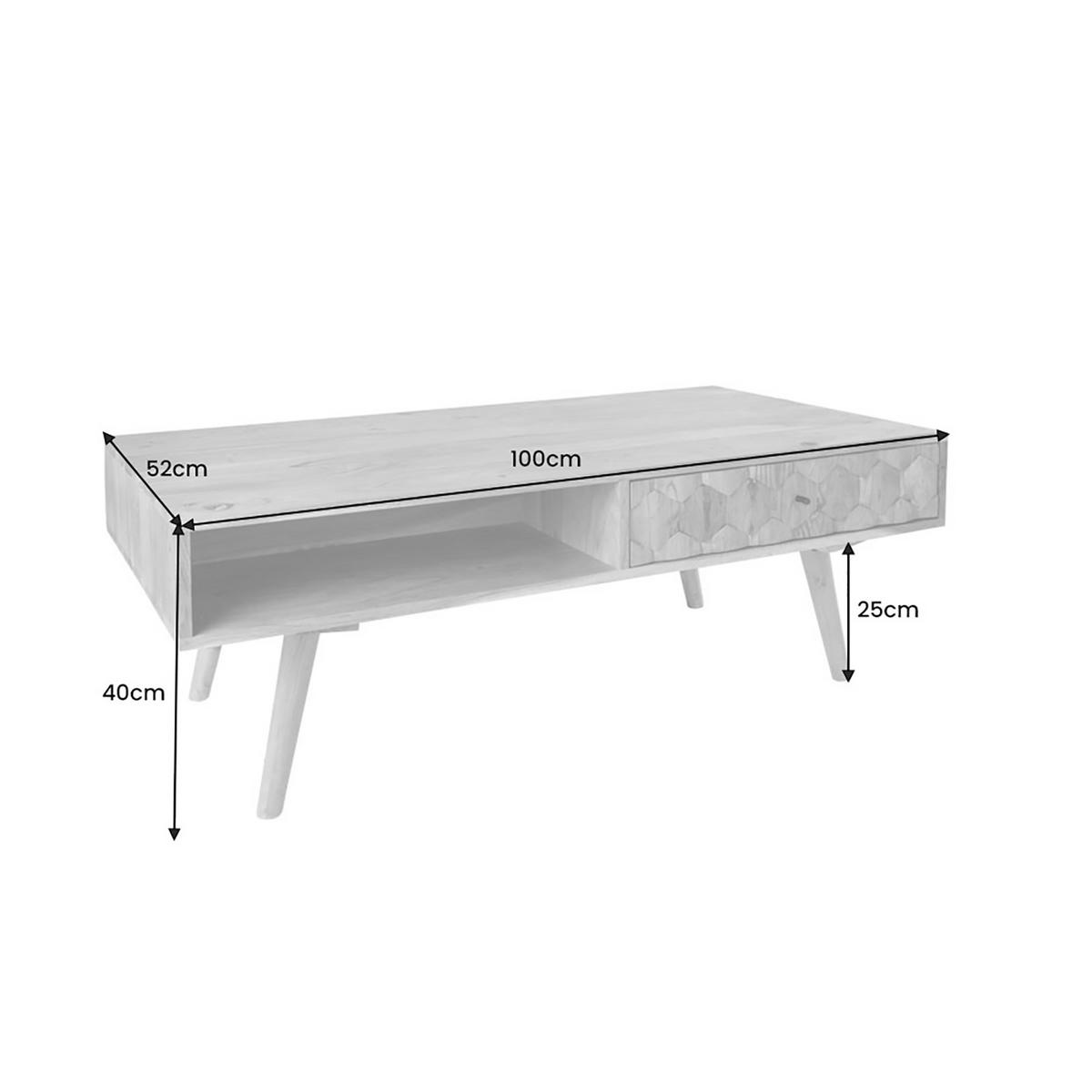 COUCHTISCH MYSTIC LIVING Akazie rechteckig Natur 100cm - Silberfarben/Braun, Holz (52/100/40cm) - riess-ambiente