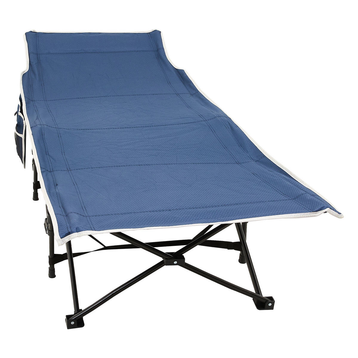 CAMPINGBETT Feldbett für Camping und Mittagspause in Schwarz Klappbar Platzsparend Robust und Langlebig 190 x 71 x 37 cm 6,78 kg - Blau, Metall - Livingandhome