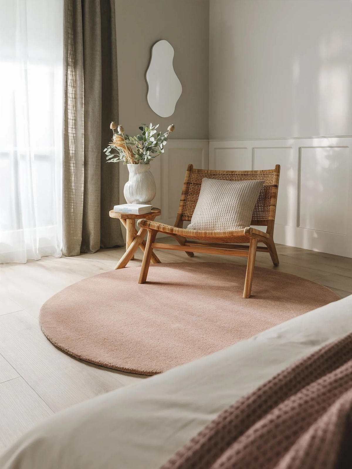 WOLLTEPPICH Bent Rosa ø 150 cm rund - Rosa, Textil (150/150cm) - benuta Nest