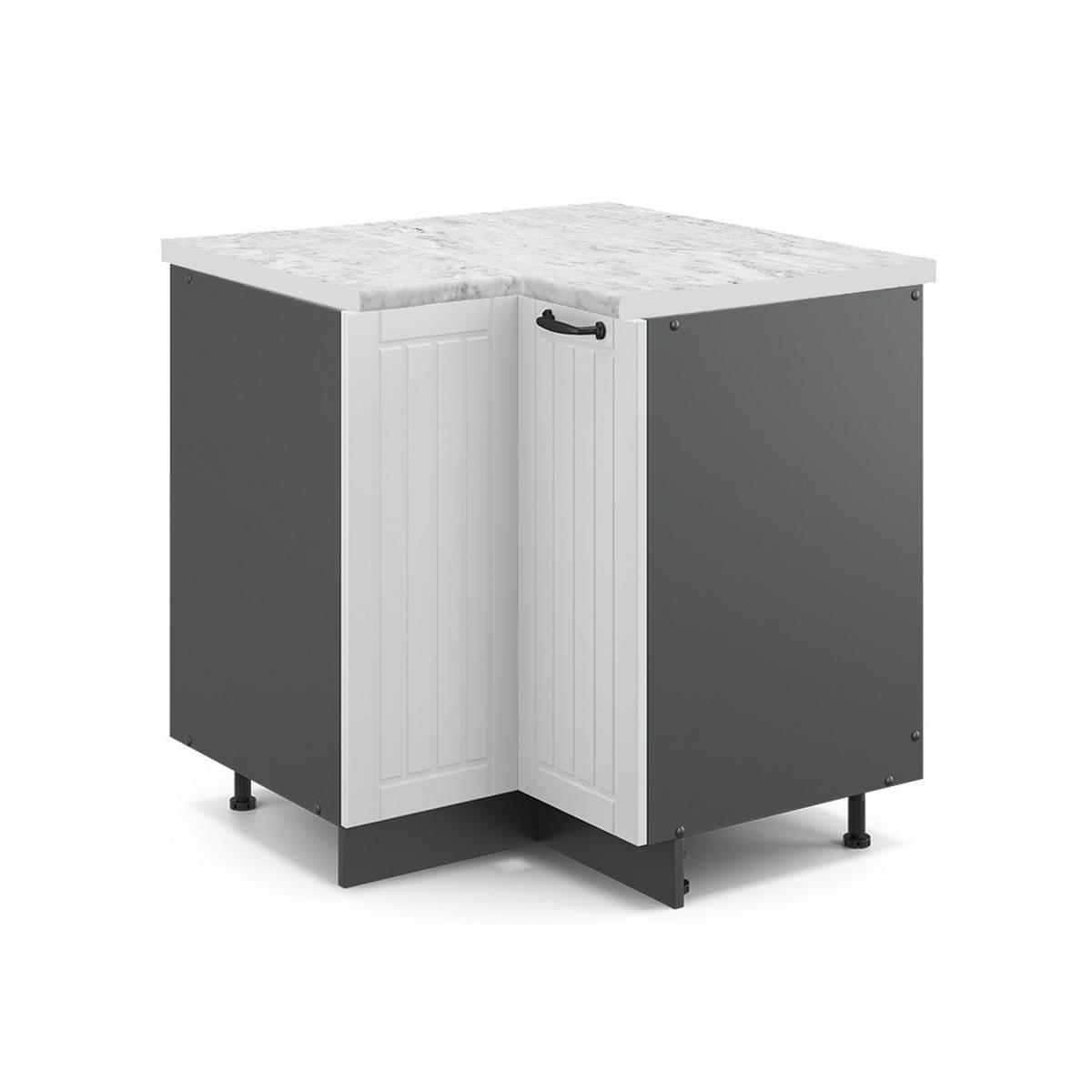 ECKUNTERSCHRANK Fame-Line Weiß Landhaus 80.5 cm, AP Marmor - Anthrazit/Weiß, Holzwerkstoff (80.5/82/60cm) - Vicco