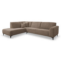 ECKSOFA Mula in L-Form, Coach Farbe: Braun, Velourstoff, Ottomane Links - Braun, Textil (210/274cm) - VENASI MÖBEL