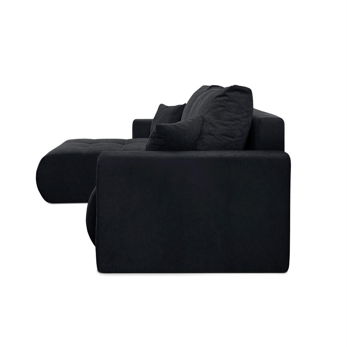 ECKSOFA Gepolstertes CLOUD mit Schlaffunktion und Bettkasten, Wind 99 - Schwarz, Textil (277/143cm) - Lookway