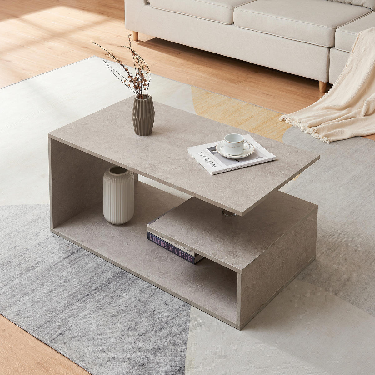 COUCHTISCH Haarlem 50/90/41 - Graubraun, Holzwerkstoff (90/50/41cm) - [en.casa]