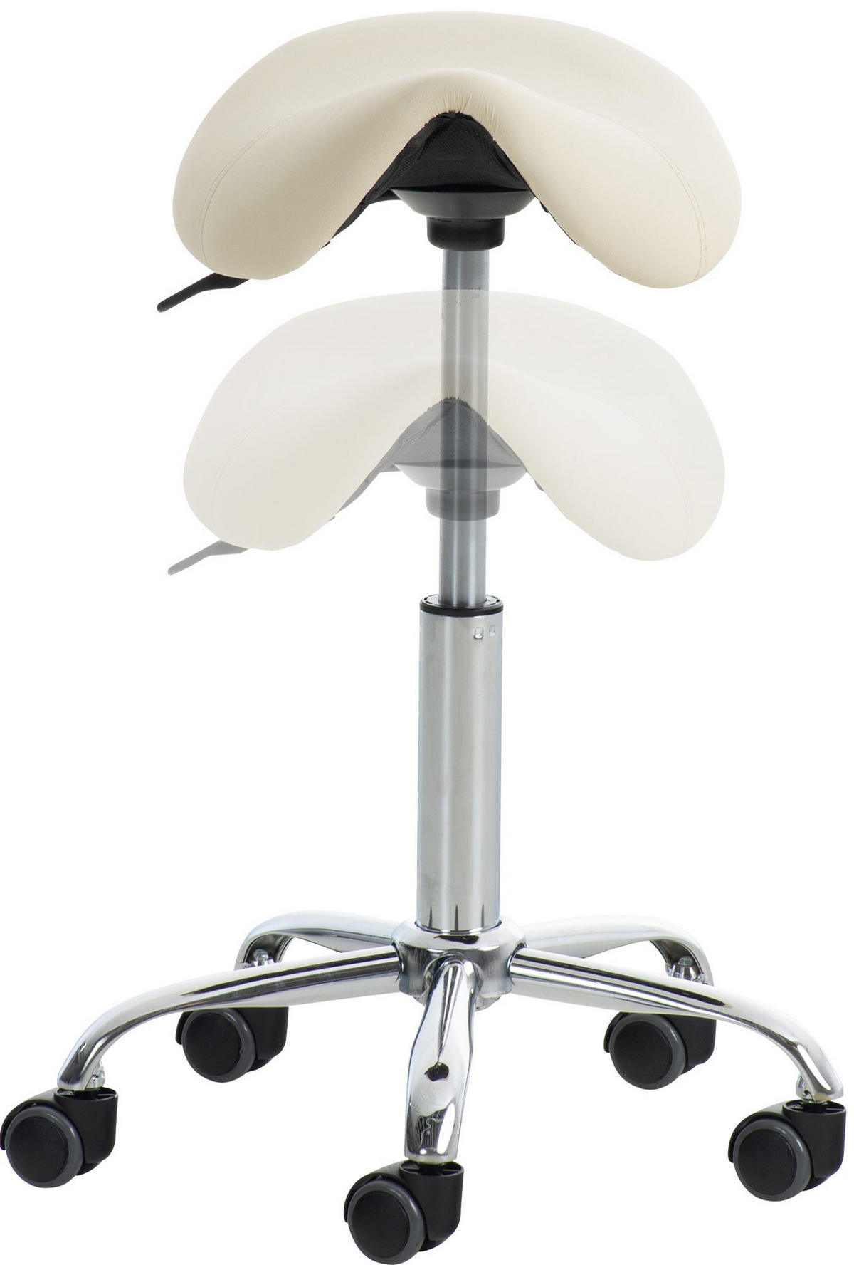 HOCKER 2er Set Lederlook creme - Creme, Textil/Metall (46/53/46cm) - CLP