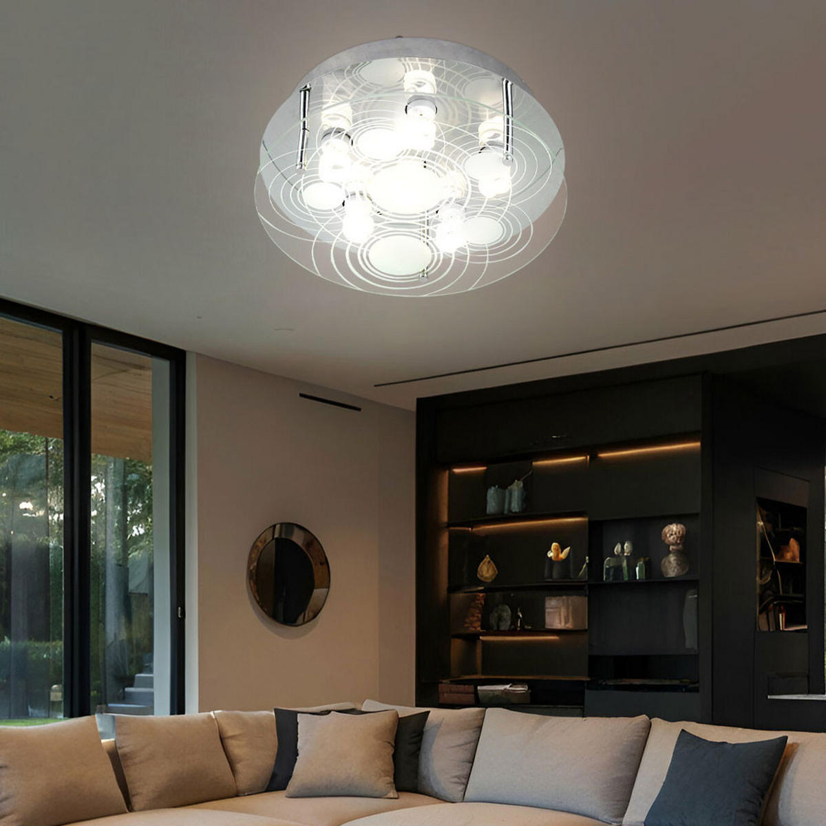 LED DECKENLEUCHTE Glas satiniert Silber - Silberfarben, Glas (33/33/12.5cm) - Globo Lighting