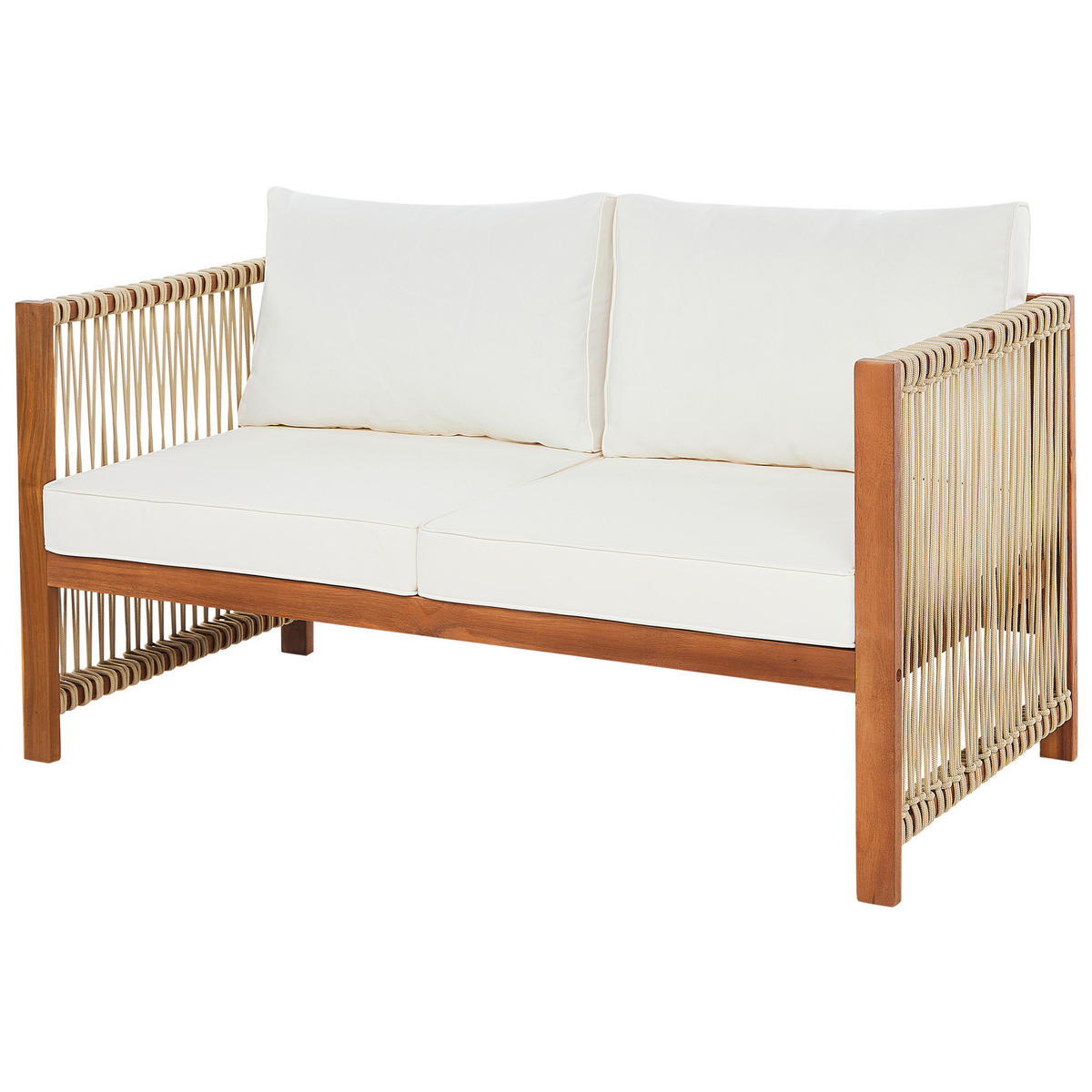 4-SITZER LOUNGE SET Akazienholz Beige Antria - Hellbraun/Beige, Holz - Beliani