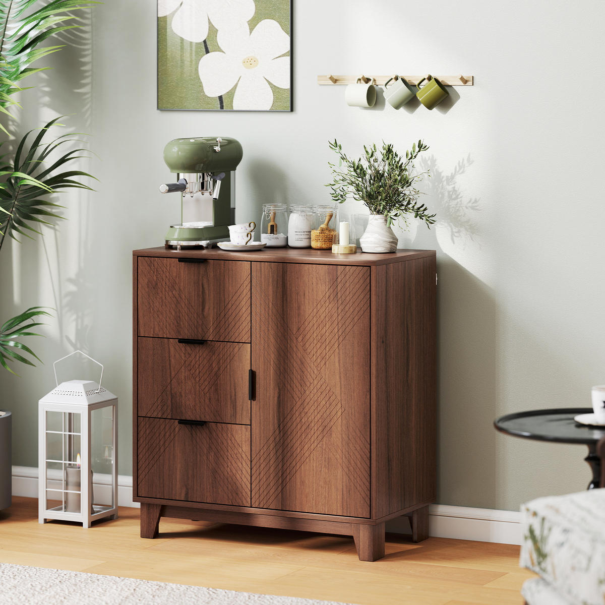 SIDEBOARD DE-11269 3 Schubladen Holzoptik Braun - Braun, Holzwerkstoff (75/80/39cm) - ComfortXL