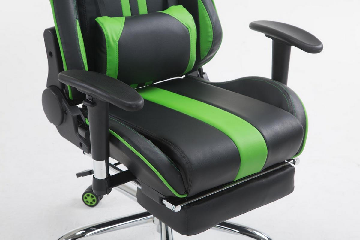 GAMINGSTUHL Limitless mit Fußablage, Schwarz/Grün - Grün, Textil/Metall (70/135/58cm) - TPFLiving