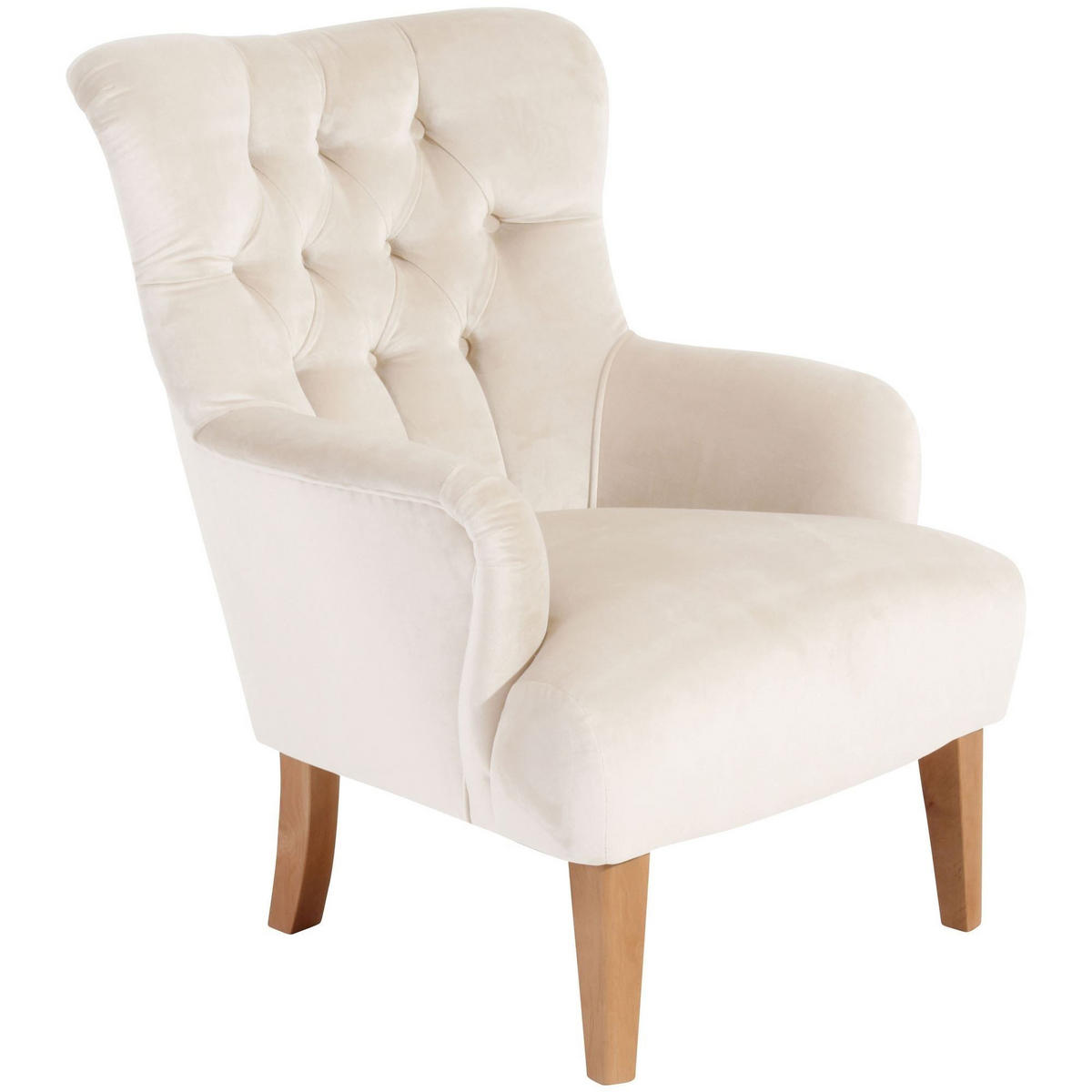 SESSEL Kaiya Bezug Samtvelours Buche natur / creme - Weiß, Kunststoff (71/97/82cm) - 58aufmkessel