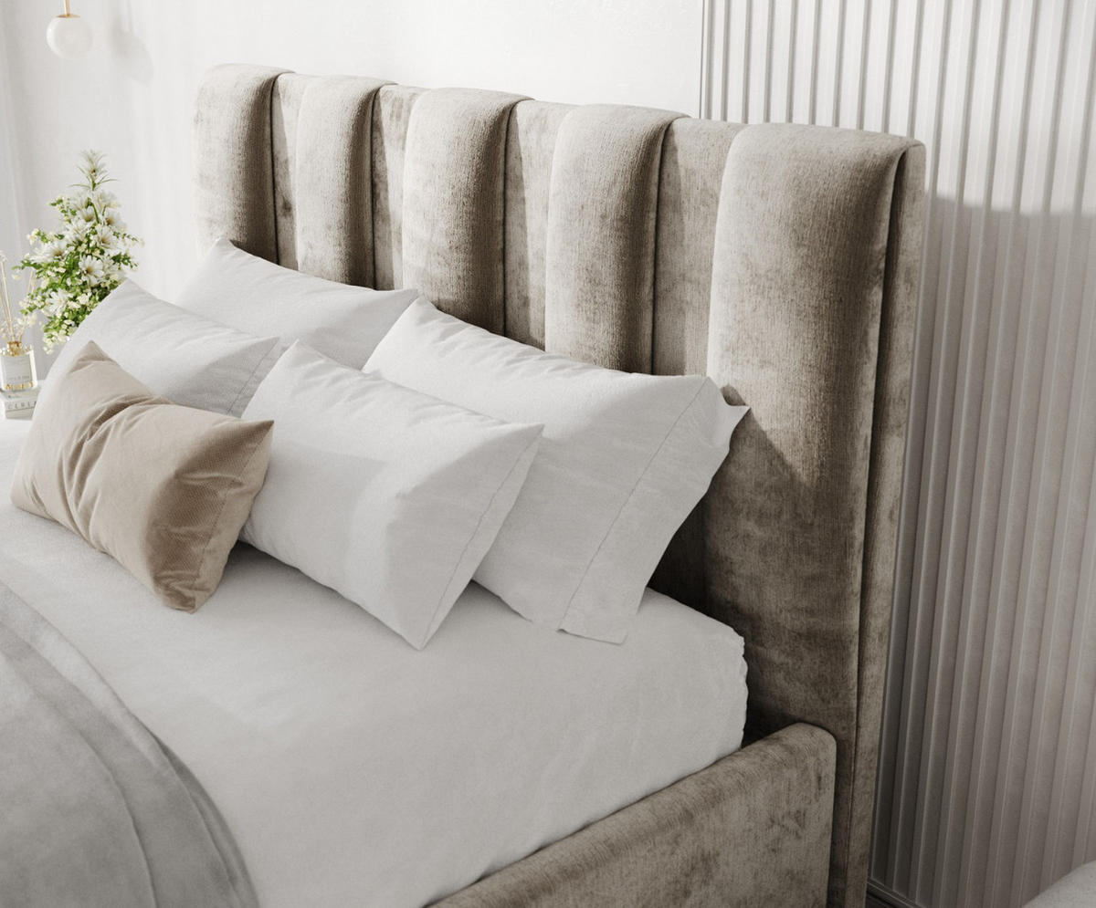 POLSTERBETT Loom 180/200 cm Beige im Lotta Stoff - Beige/Naturfarben, Holz/Holzwerkstoff (180/200cm) - AltaBeds