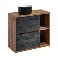 WASCHTISCHKOMBI 100 cm 2 Teile - Hampton H BM177 in Huton Eiche/Dunkelbeto - Dunkelgrau/Schwarz, Holz (100/60/46cm)