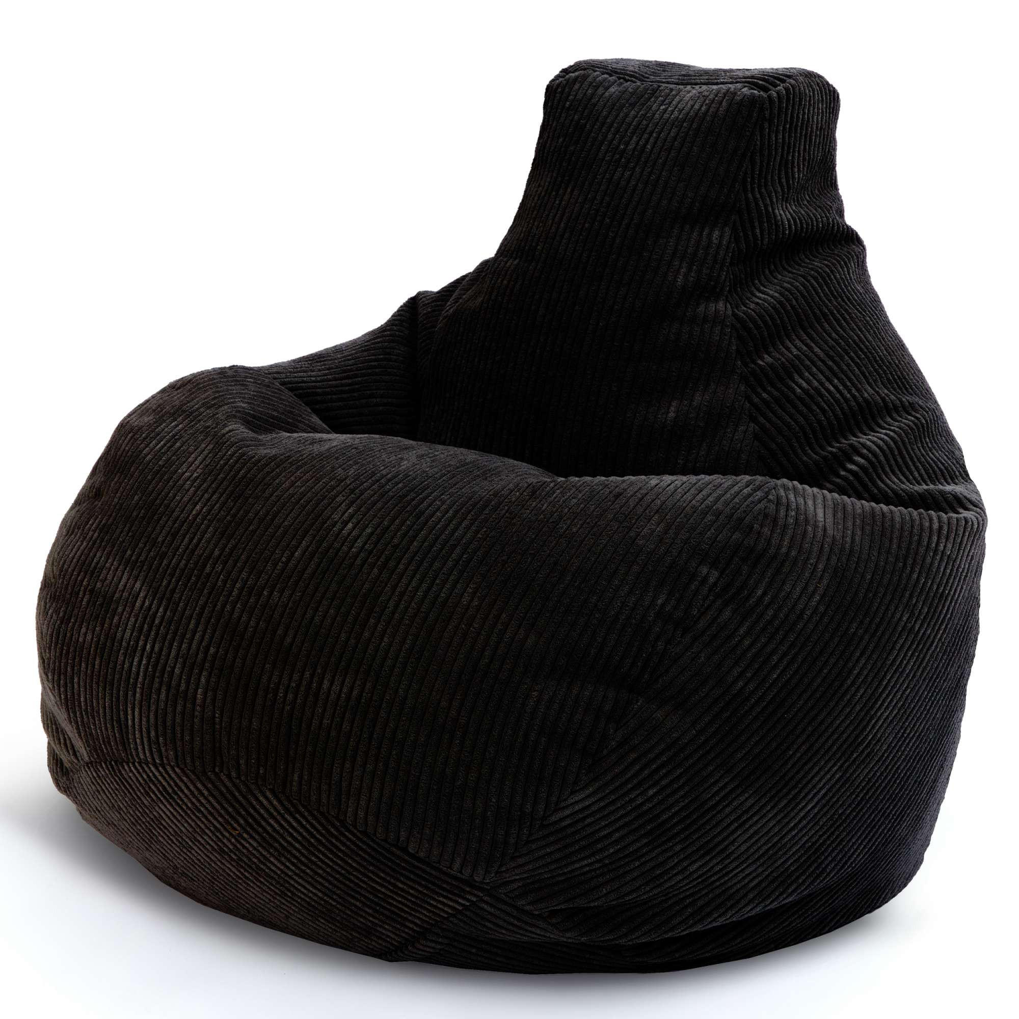 SITZSACK MIT RÜCKENLEHNE Cozy Cord - Schwarz, Textil (80/90/90cm) - Green Bean
