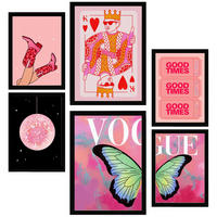 POSTER Set Mit 6 Moderner Kunst Für Frauen A3 & A4 Schwarzer Rahmen - Schwarz, Papier (29/3cm) - Nacnic