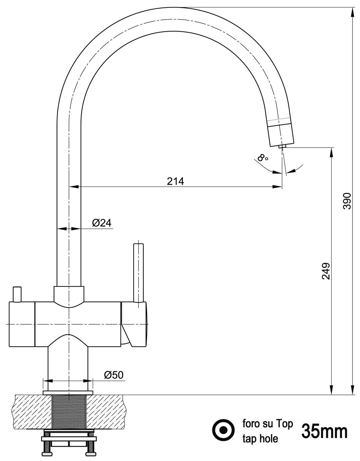 3-WEGE-KÜCHENARMATUR, Edelstahl Massiv aus Chirurgenstahl, Hochglanz, 360° schwenkbar - Edelstahlfarben, Metall (21.4/39/21.4cm) - VIZIO