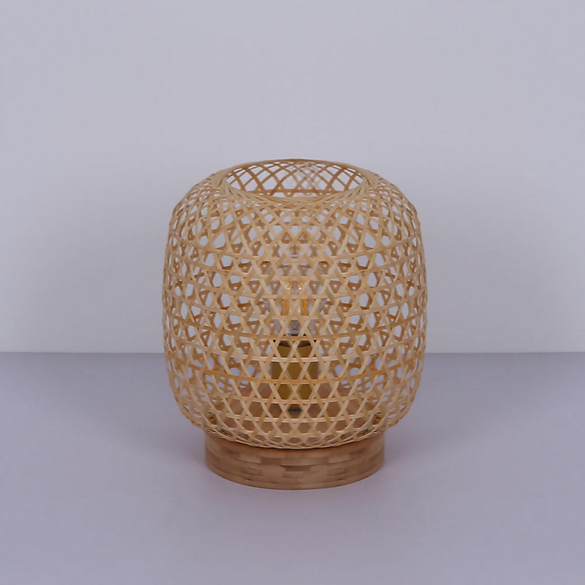 TISCHLEUCHTE Bambusgeflecht Braun - Braun, Holz (23.5/23.5/27cm) - Globo Lighting