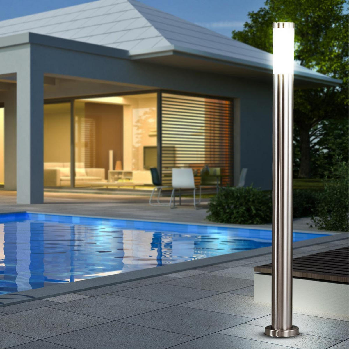 LED WEGELEUCHTE Edelstahl Silber - Silberfarben, Kunststoff/Metall (13/110/13cm)