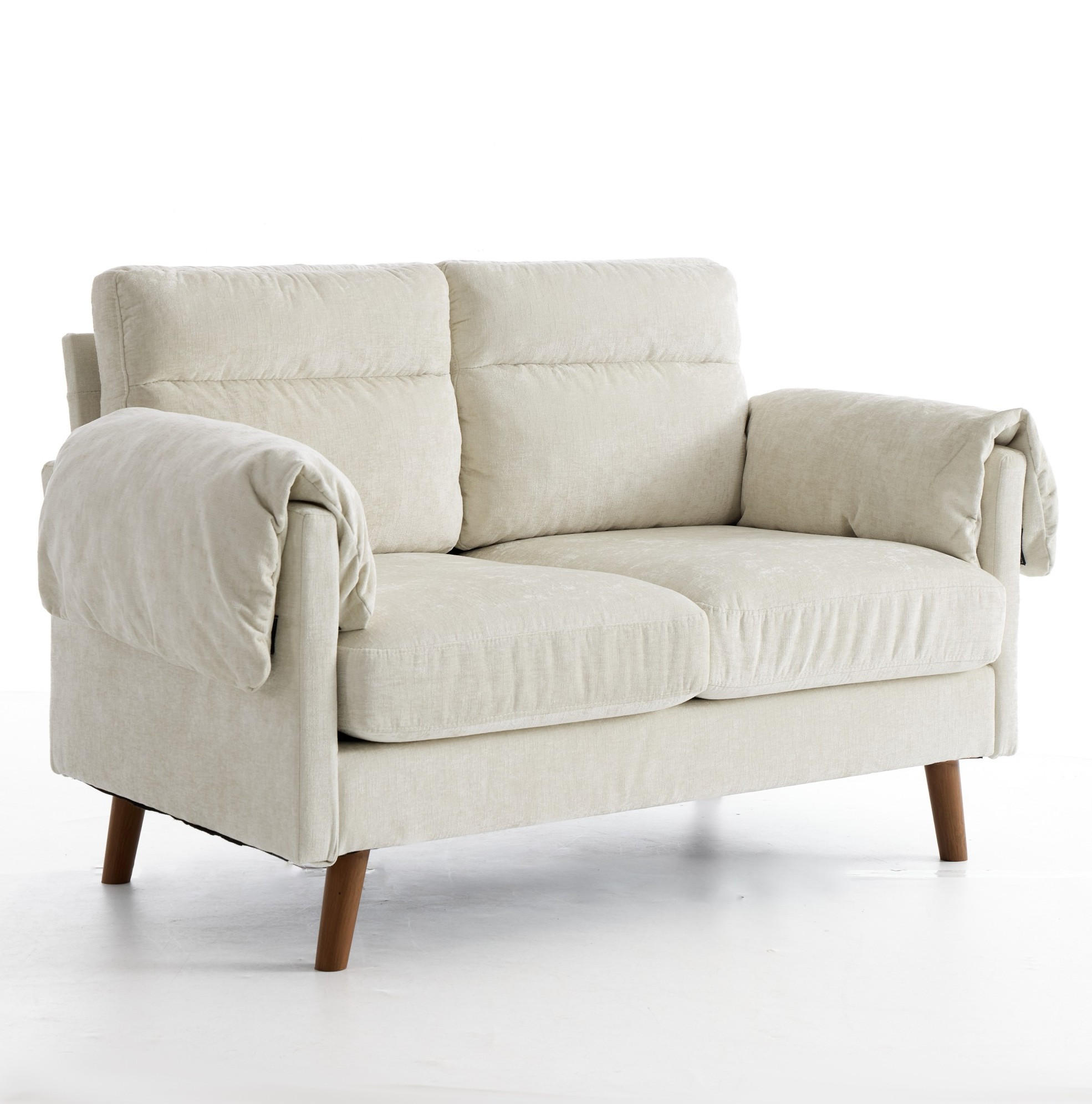 SOFA 2-Sitzer aus Chenille Beige - Beige, Holzwerkstoff (70/85/124cm) - Meubliv