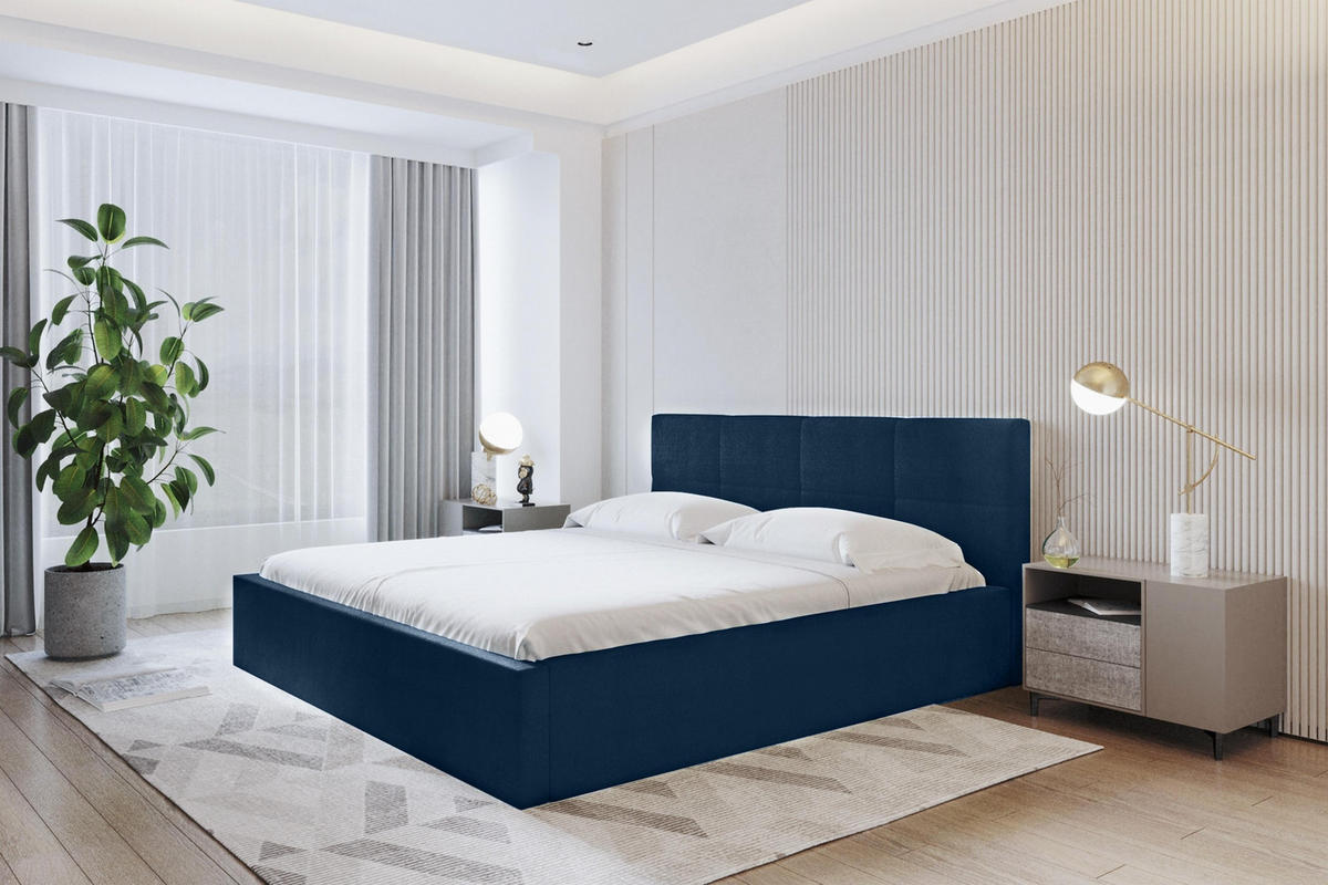 POLSTERBETT Monor 160/200 cm in Blau – mit Bettkasten und viel Komfort - Blau/Schwarz, Holz/Holzwerkstoff (160/200cm) - AX Living