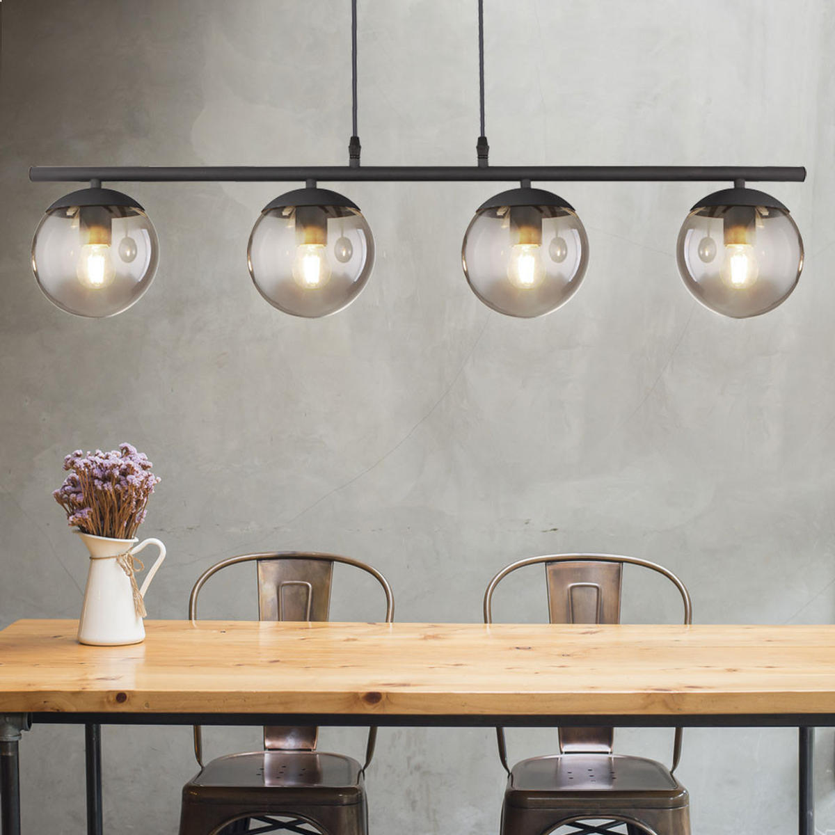 LED HÄNGELEUCHTE Glas Schwarz Matt - Schwarz, Glas (90/15/120cm) - Globo Lighting