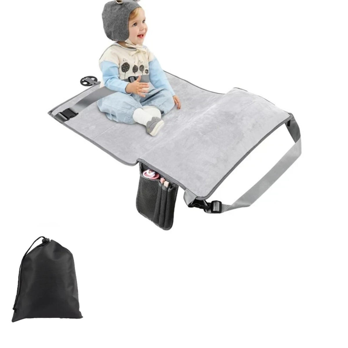 REISEBETT 79.5/48,5 cm - Grau, Textil