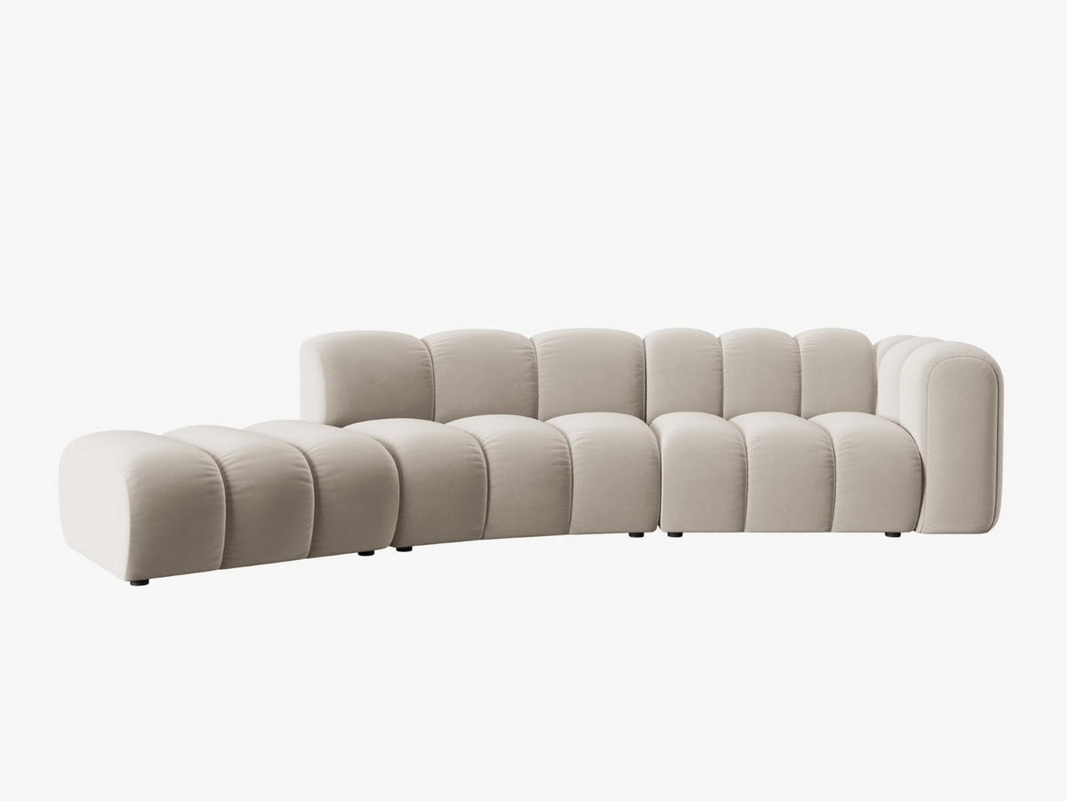 SOFA modular links Lupine aus Samt beige 5 Sitzplätze - Beige, Textil (166/70/335cm) - Micadoni