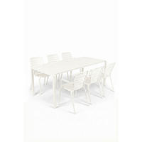 GARTENSET Vondel 6 Personen Esstisch/ 6 Stühle Armlehne Weiß - Weiß, Metall - Zuiver